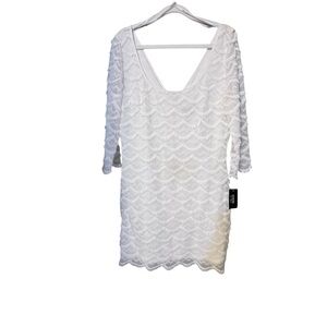 Guess white lace scoop neck dress size 12 some stretch NWT